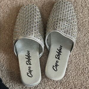Cape Robbin Metallic Silver Studded Mules